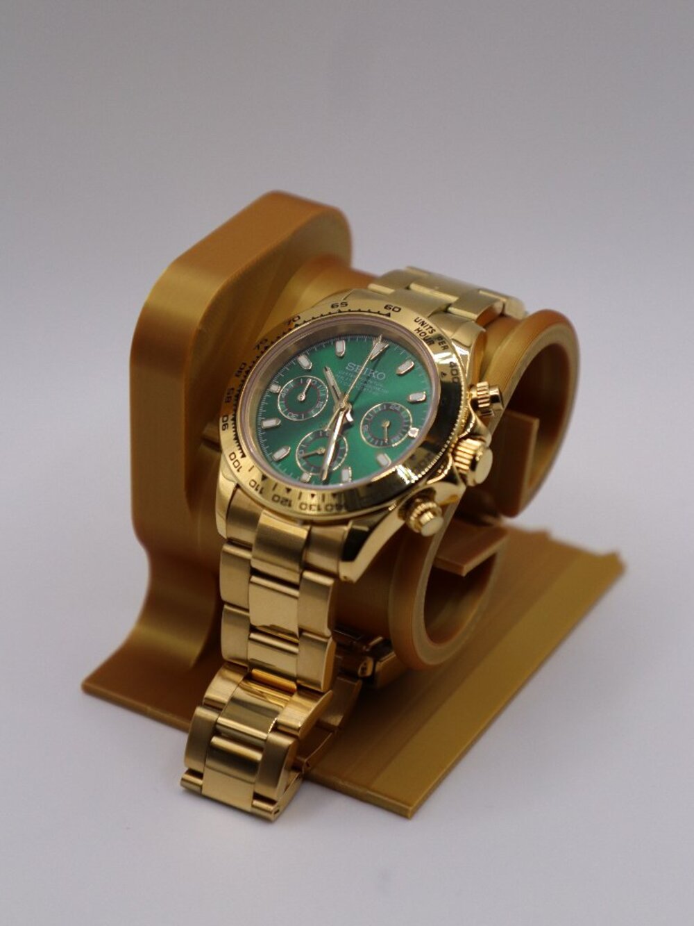 Seiko Mod "John Mayer" Gold Daytona Green Dial Watch – 40mm